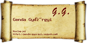 Genda Györgyi névjegykártya